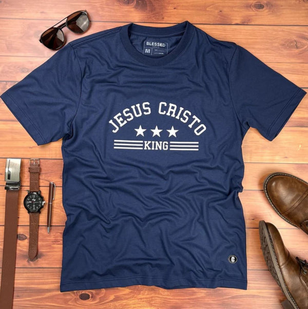 Camiseta Masculina Azul Jesus King