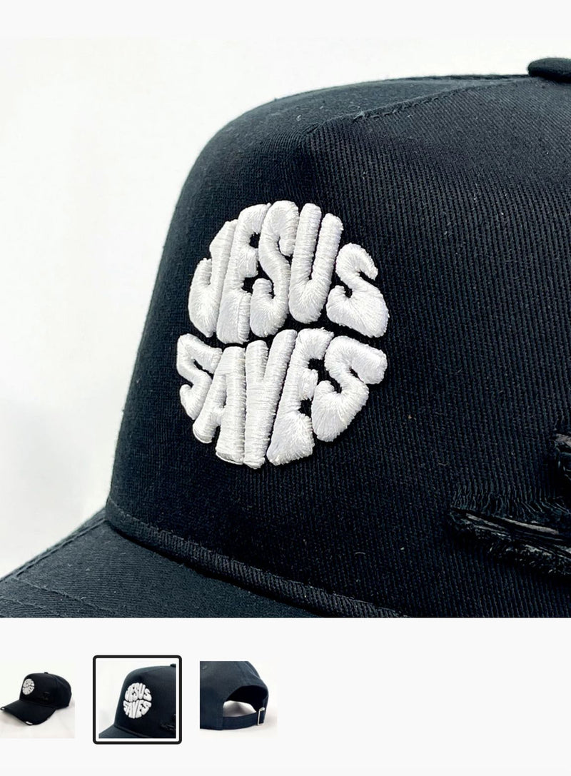 Boné Preto Jesus Saves